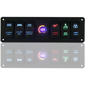 Tlily - 12V 6Gang Rocker Switch Panel led Voltmeter Switch Panel Circuit Breaker For rv Car Marine Boat