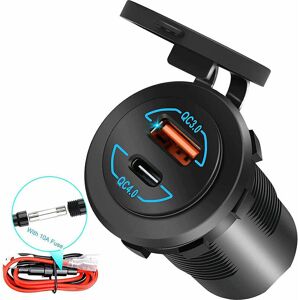 GOTRAYS 12V USB Socket Quick Charge 4.0 PD Type C & Quick Charge 3.0 USB Charger Socket, 12V/24V Car Power Outlet Waterproof Socket for Car, Boat, Marine,