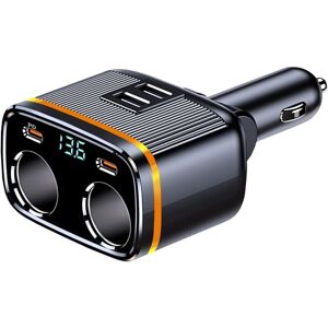 JALLERIA 145W Multi Socket Cigarette Lighter Adapter for Car usb c Charger Dual usb+pd with led Voltmeter, 12V/24V Splitter Adapter for GPS/Smartphone/Tablet
