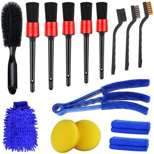 TLILY 15 PCS Car Detailing Brush Set,Car Interior Cleaning Kit Includes Detail Brushes, Wheel Brush, Tire