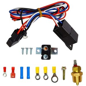 Tlily - 175-185 Degree 40A Engine Cooling Radiator Fan Thermostat Temperature Switch Relay Kit Sensor