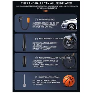 Tlily - 1PC Car Mounted Wireless Digital Display Inflation Pump Portable Air Tire Inflator for Electric Cars