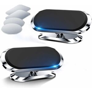 LINGHHANG 2 Pack Magnetic Car Phone Holder, 360° Rotatable, Fits Dashboard Screens, Silver