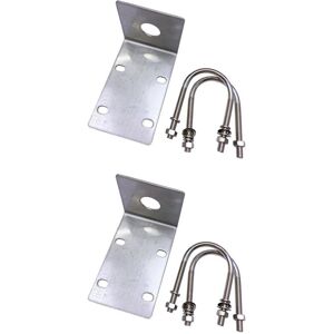 TLILY 2 Pcs Antenna Fixed Bracket for Car Radio Transceiver Balcony Holder Mount Clip Stainless Steel U-Bolt Clamp Accessories