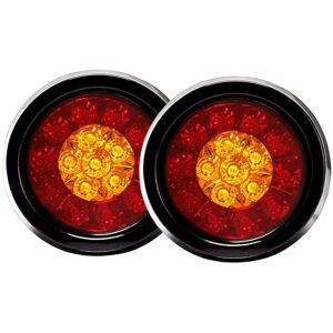 LINGHHANG 2Pcs 16 led Round Tail Brake Light with Black Rubber Grommets for Car Truck Trailer
