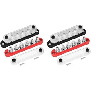Tlily - 2X 12V Bus Bar 6X5/16 Inch (M8) Terminal Studs Power Distribution Block Volts with Battery Cover V-48 for Car