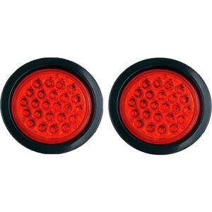 TLILY 2X 4' Round Stop/Turn/Tail Brake Sealed Truck Trailer led Lights Rubber Mount