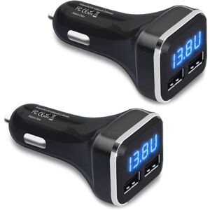 Tlily - 2X Car Charger Volt Meter Battery Monitor with led Display Voltage and Amps, for 11/Xs, Galaxy S20 S10