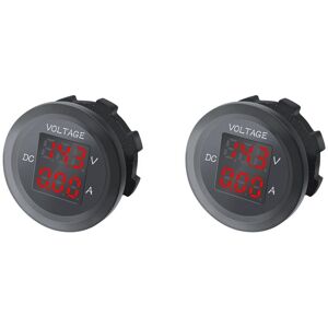 Tlily - 2X Car led Digital Voltmeter dc 12V/24V Dual Ammeter Voltage Gauge for Boat Universal Waterproof Red