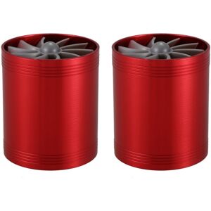 Tlily - 2X Fuel Saver Fan Air Intake Gas Charger Dual Turbine for Car (Red)