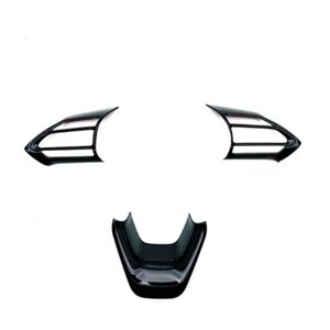Tlily - 3Pcs Car Glossy Black Steering Wheel Panel Cover Trim Decoration Frame Sticker For Toyota Sienta 2022 2023