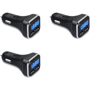 Tlily - 3X Car Charger Volt Meter Battery Monitor with led Display Voltage and Amps, for / Xs, Galaxy S20 S10