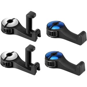 YMYNY 4 Pack Car Seat Hooks, Car Headrest Hooks, Car Back Seat Hooks, Car Holder Hooks for Hanging Handbags, Water Bottles, Small Items (Silver, Blue)