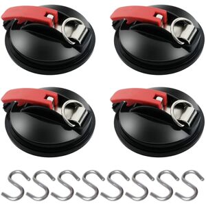 TINOR 4 Pieces Suction Cup Anchor with Tie Down Hook Fixing, 8 S-Shaped Hooks, Awning Suction Cup Fixing Hook for Car Side Tents Camping Tarp Accessory