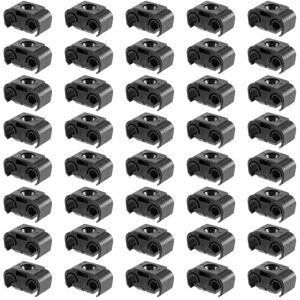 TLILY 40PCS 2 Point Brake Pipe Line Retaining Clip Holder Bracket 811611797 Double Conduit Base Cable 4.75mm Black