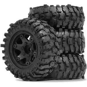 TLILY 4Pcs 88mm 1.9In Beadlock Wheel Rim and Soft Rubber Tire Set for 1/10 RC Crawler Car Axial SCX10 Pro Capra TRX4,B