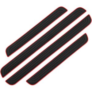 Linghhang - 4PCS Car Door Sill Protectors Scuff Plates Car Sticker Adhesive Film for Door Sill Protection Car Door Sill Plate Guard in Soft pvc