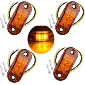 Gotrays - 4pcs ip65 12V/24V led Oval Side Logo Light Front and Rear Position Indicator Lamp Universal for Truck Trailer Van Caravan Lorry Coach,Amber
