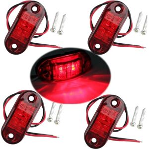 Gotrays - 4pcs ip65 12V/24V led Oval Side Logo Light Front and Rear Position Indicator Lamp Universal for Truck Trailer Van Caravan Lorry Coach,Red