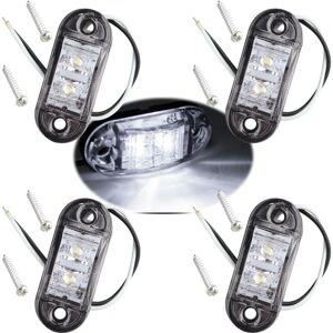 Gotrays - 4pcs IP65 12V/24V led Oval Side Logo Light Front & Rear Position Indicator Lamp Universal for Truck Trailer Van Caravan Lorry Coach,White