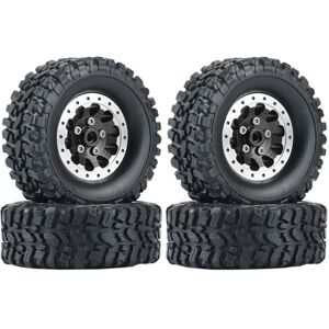 Tlily - 4Pcs Metal Beadlock Wheel Hub Rim and Rubber Tire for C14 C24 B14 B24 B36 mn D90 MN99S rc Car Upgrade Parts,3