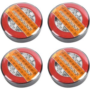 TLILY 4X 4 Inch 24V led Trailer Tail Light Dynamic Brake Light Round Hamburger Truck for Cars, Boats, Buses, Caravans