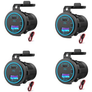 TLILY 4X 65W pd 12V Laptop usb c Socket Car Charger Multi Port Waterproof Adapter Boat Truck