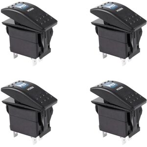 TLILY 4X Car Boat Rocker Switch 5 Pin Horn Pattern Blue LED Light 12V/20A 24V 10A