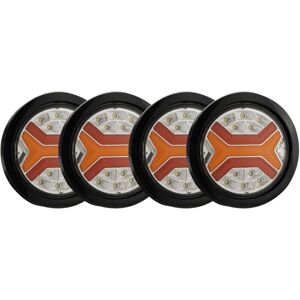 TLILY 4x Flowing 35 led Truck Trailer Rear Turn Signal Blinker Lamp 12-24V Reverse Stop Tail Lights Tractor rv Van Taillights