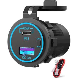 TLILY 65W pd 12V usb Outlet for Laptop c Car Charger Socket Multi Port Waterproof Adapter Boat Truck