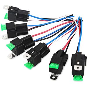 Tlily - 6PCS Copper Terminal Auto Relay 30A Fused On/Off Car Motor with Holder Socket 12V 4PIN