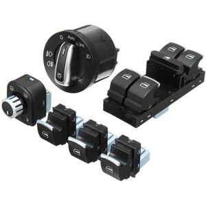 Tlily - 6Pcs Window Mirror Headlight Switch Set 5ND 959 565A 5ND 959 857 5ND941431B For-VW Golf MK5 6 Jetta MK5 Passat B6 Tiguan