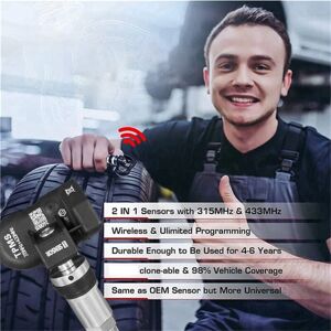 Tlily - 8Pcs Programmable tpms mx Sensor 315MHZ+433MHz 2-In-1 Tire Pressure Monitor for Tool TS408 TS508 ITS600