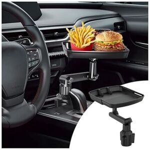 AlwaysH Car Cup Holder Tray, Multifunctional Car Tray Table for Dining with Cell Phone Slot, Universal Adjustable 360° Swivel Tray for Vehicle
