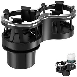ALWAYSH Universal Car Cup Holder, Multifunctional 2 in 1 Car Cup Holder Extension Adapter with Extendable and Removable Base, Rotatable Double Coffee Bottle