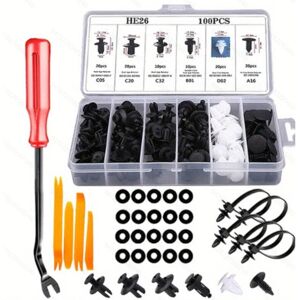 ALWAYSH 130 Pcs Automotive Plastic Rivet Clips, Universal Car Plastic Rivet Fasteners, Car Door Panel Retainer Clips with Storage Box and Removal Tool
