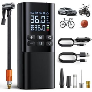 AlwaysH 150PSI Mini Portable Air Compressor, 1800mAh×3 Cordless Car Tire Inflator, Electric Inflator for Bicycle, Car, Motorcycle, Balls, with LED