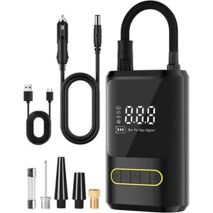 Alwaysh - Car Tire Inflator, Car Compressor with led Light, 4000mAh Battery 150PSI Cordless Car Tire Inflator, Air Compressor with 4 Nozzles for Car,