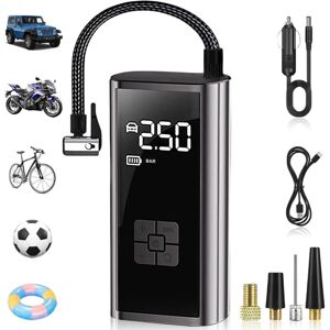 Alwaysh - Portable Air Compressor, 120PSI Cordless Car Tire Inflator with 4 Nozzles, Mini Electric Air Pump with led Light Digital Display for Car,