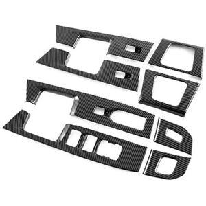 TLILY Car Carbon Fiber Window Glass Lift Button Trim Switch Cover Door Armrest Panel Sticker for Ford F150 2021 2022 2023