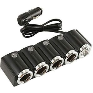 BEIJIYI Car Charger, 4-Way Cigarette Lighter Splitter, 12V-24V Dual USB Socket Adapter for Smartphones, Tablets and More