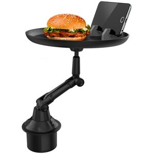 LINGHHANG Car Cup Holder Tray, Car Tray Table for Dining with Cell Phone Slot Universal Adjustable 360° Swivel Tray for Vehicle