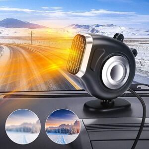 Memkey - Car Heater, Fast Heat Up, 12V 120W 2-in-1 Heating and Cooling Fan, 360 Degree Rotating Base (Black)