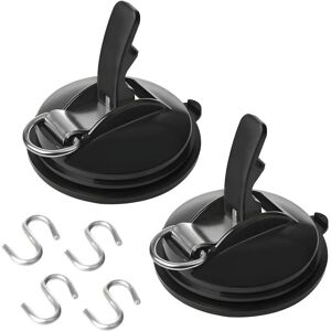 CCYKXA Black 2 Pieces Car Suction Cup Hooks, Car Suction Cups with 4 S Hooks, Car Suction Cup Hooks for Tents, Suction Cup Multifunctional Hook for