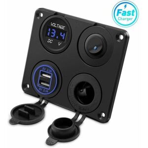 ALWAYSH Cigarette Lighter Socket, 4.2A Dual usb Ports, dc 12V Socket, Switch and led Display Waterproof Voltmeter Car Charger Power Outlet for 12V/24V Car