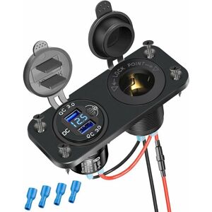 GOTRAYS Cigarette Lighter Socket with Quick Charge 3.0, 12V/24V usb Outlet with led Voltmeter and Waterproof Dual usb Power Socket for Car, rv, Marine, Boat,