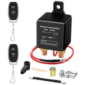 TLILY For Car 12V Remote Battery Disconnect Switch 250A Anti-Theft Control with Two Wireless