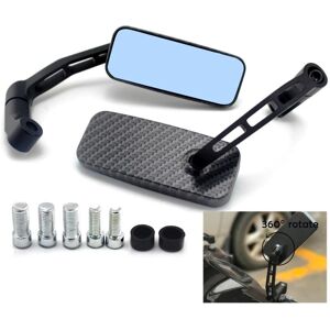 Linghhang - Full Aluminum Motorcycle Conversion Mirror Blue Glass Curved Square Bar (Black)