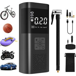 Tinor - Mini Portable Air Compressor, Car Tire Inflator Electric Inflator Bicycle Pump 150PSI with lcd Display + led Light, 4 Modes for Car, Bicycle,