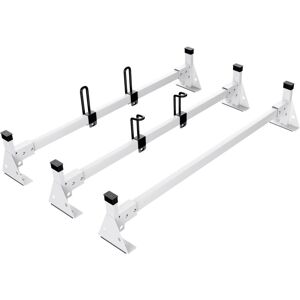 Mophorn - Trailer Ladder Rack, 54' 3 Crossbars Ladder Roof Rack - Heavy-duty Steel Van Roof Ladder Rack with 800 lbs Capacity and Straps. Suitable